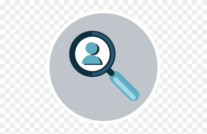 Magnifying glass focusing on a user icon, symbolizing user search or profile inspection.