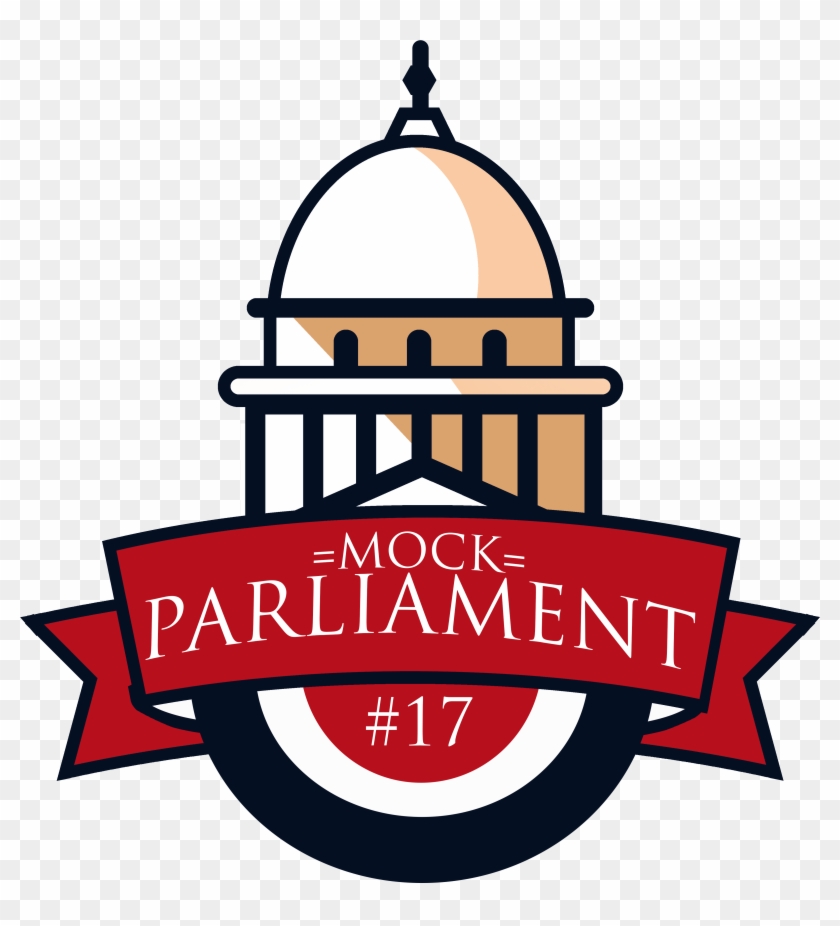 Logo for Mock Parliament #17 featuring a capitol dome and red banner with text.