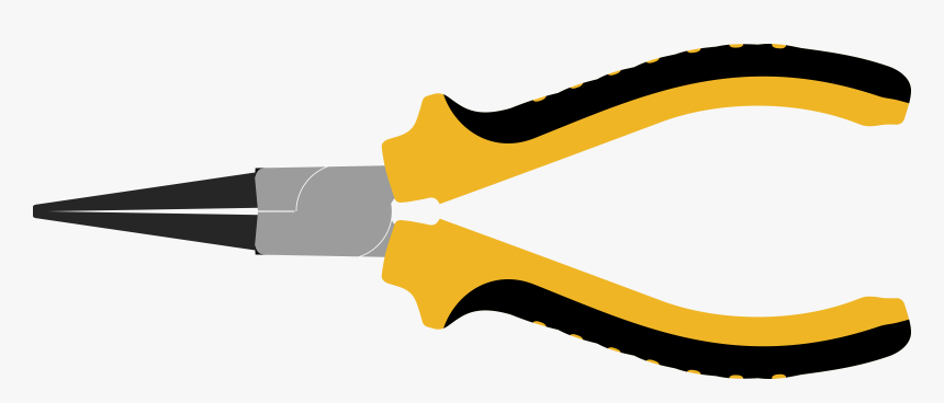 Yellow and black needle-nose pliers with gray metal jaws and ergonomic grip.