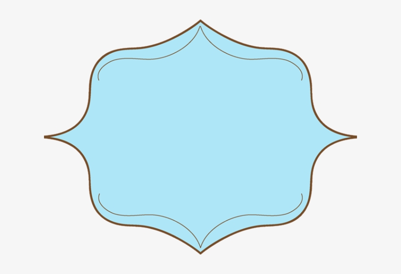 Light blue ornamental frame with brown double-lined border and scalloped edges, ideal for decorative overlays or vintage designs.