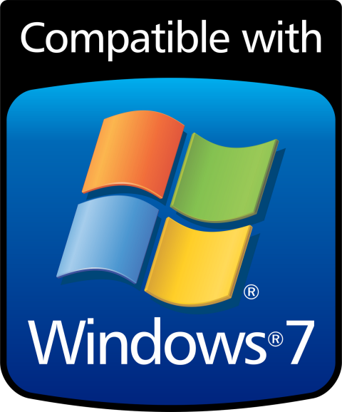Compatibility badge showing Windows 7 logo with text "Compatible with Windows 7"