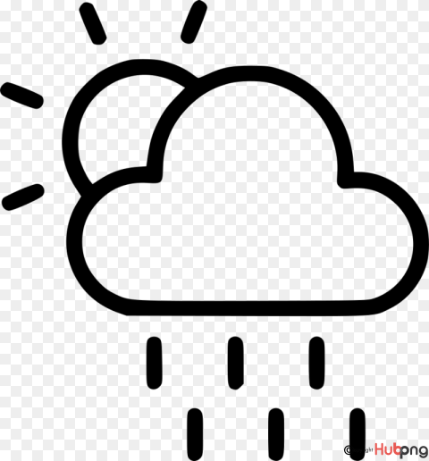 Mixed Weather Icon - Sun Behind Rain Cloud with Precipitation