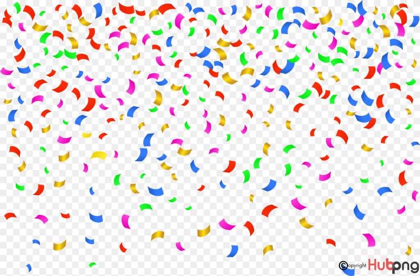 Colorful confetti pieces scattered on transparent background, ideal for celebration graphics.