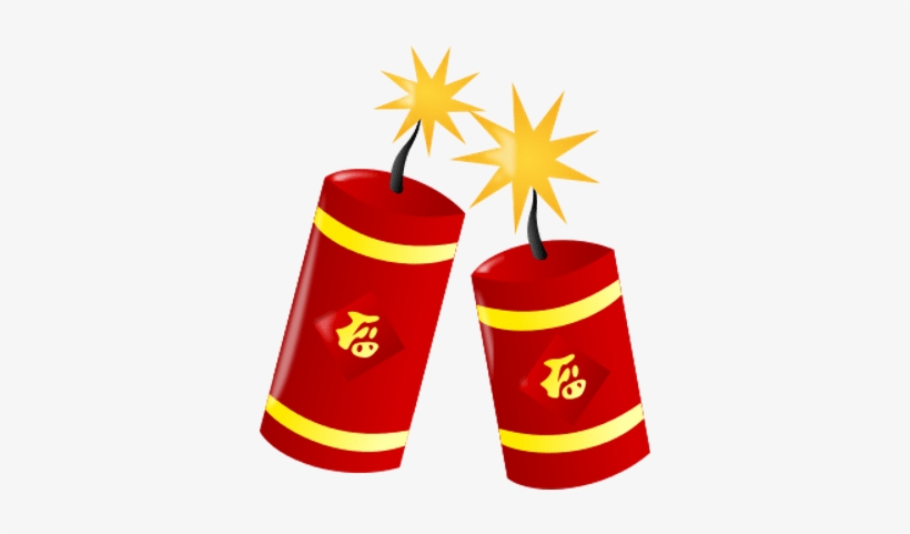 Red Firecrackers with Fu Symbol - Festive Chinese New Year Celebration Clipart