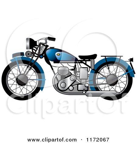 Vintage Blue Motorcycle Illustration - Classic Retro Design