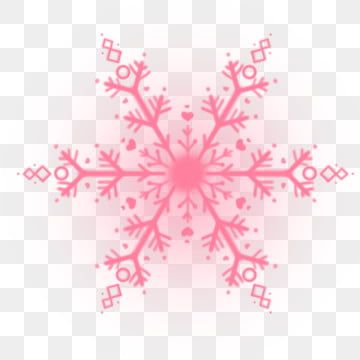 Pink stylized snowflake with intricate branches and decorative diamond motifs on transparent background.