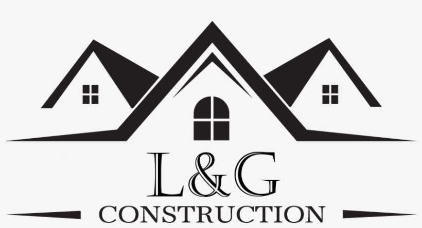 L&G Construction logo featuring three stylized houses with gabled roofs and windows, black on white background.