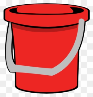 Red plastic bucket with gray handle on transparent background