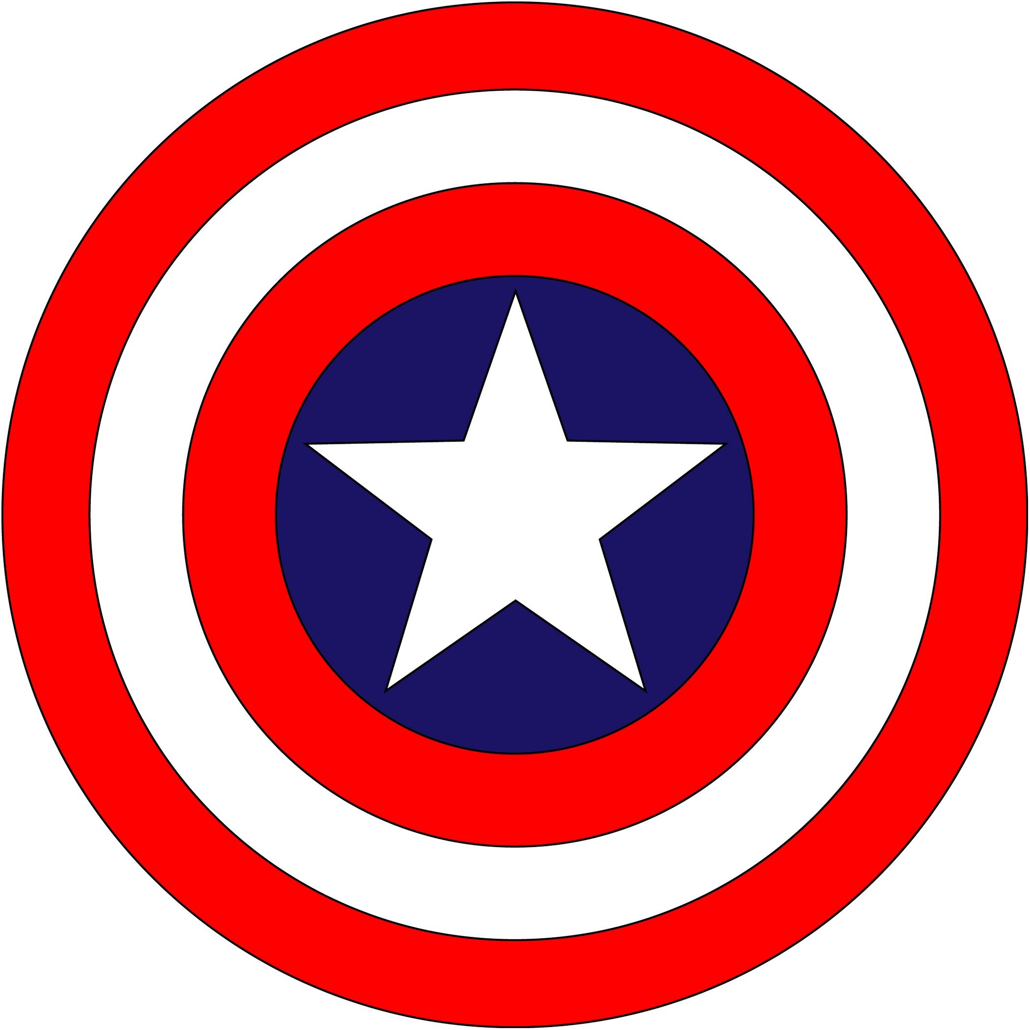 Captain America's iconic circular shield with red, white, and blue concentric rings and a central white star.