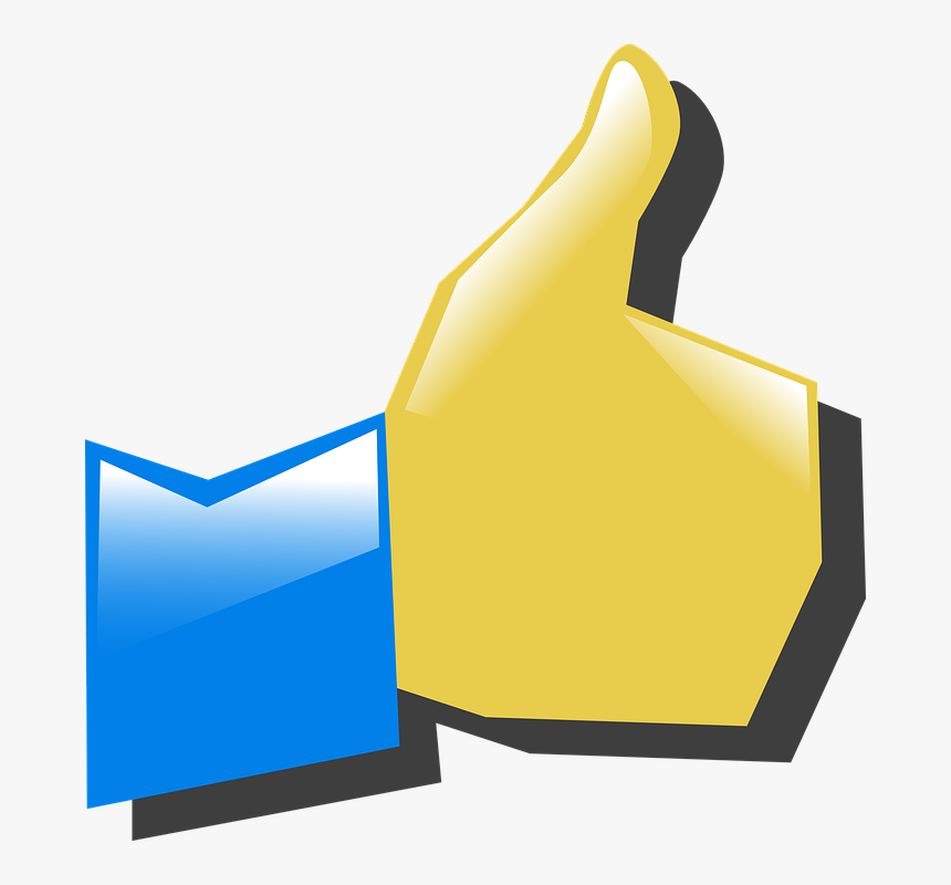 Golden thumbs-up icon next to a blue play button, symbolizing approval and video engagement.