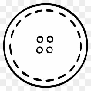 Simple black-and-white line drawing of a round four-hole button with dashed stitching outline.
