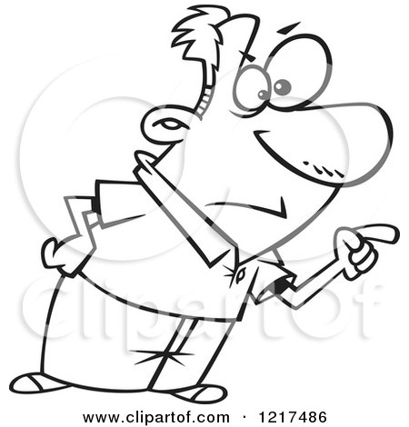 Cartoon man with spiky hair pointing confidently while holding papers, smiling broadly.