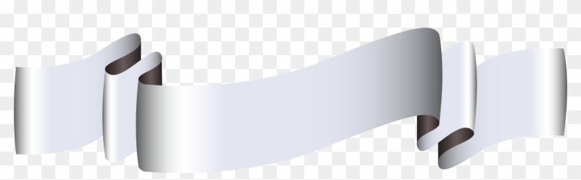 Silver ribbon banner with elegant folds and gradient shading on transparent background