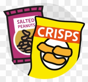 Snack Bags Illustration - Crisps and Salted Peanuts Clipart