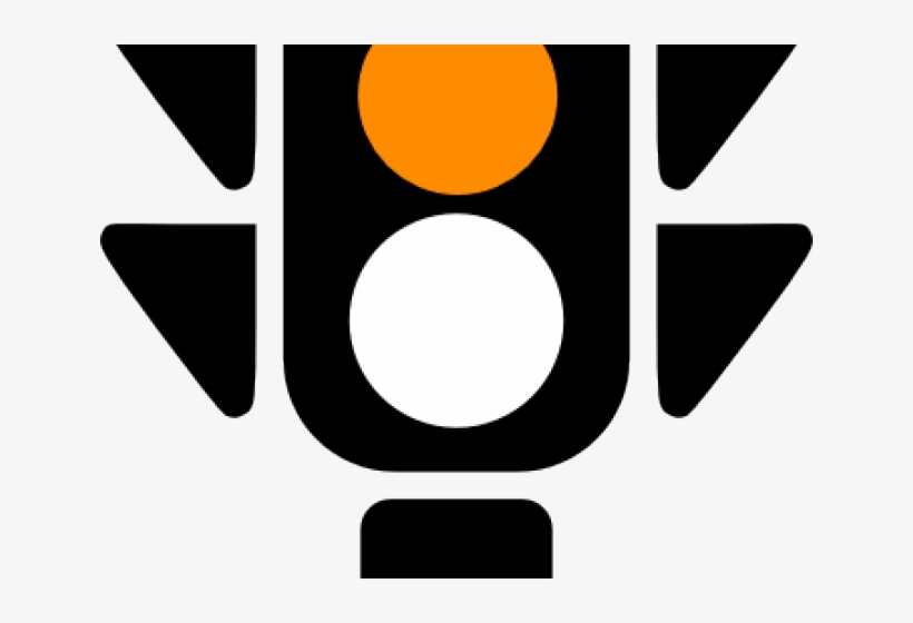 Abstract logo featuring a stylized traffic light with orange and white circular lights, flanked by black triangular shapes.