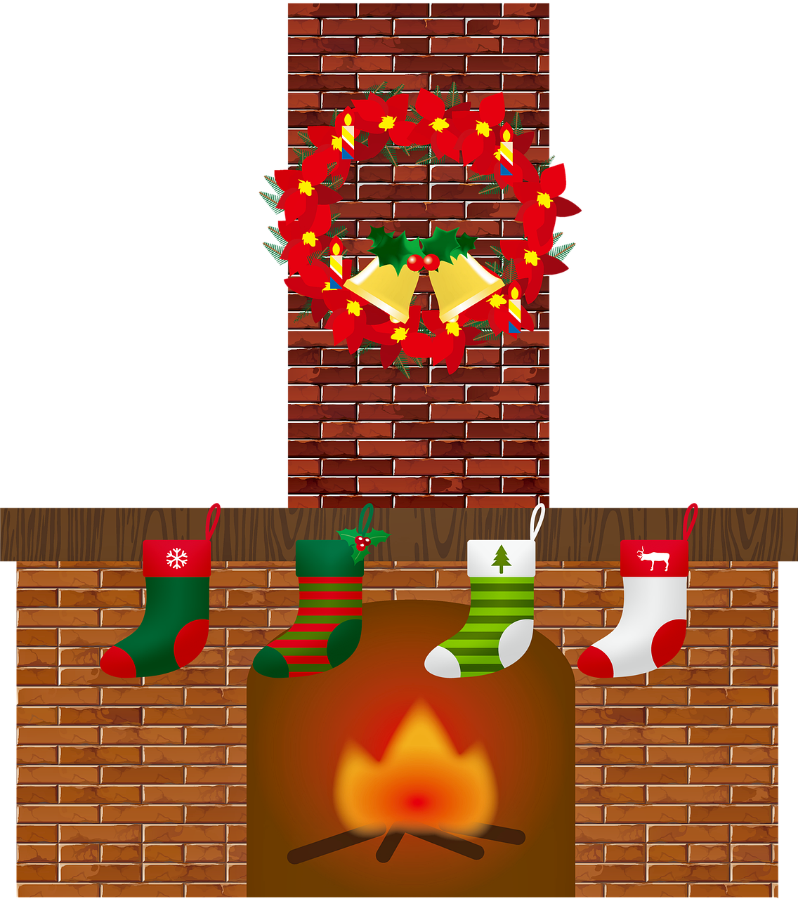 Christmas Fireplace with Stockings SVG scrapbook cut file cute - Clip ...