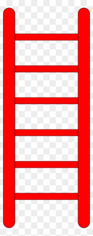 Red ladder icon with six rungs on transparent background, symbolizing progress or access.