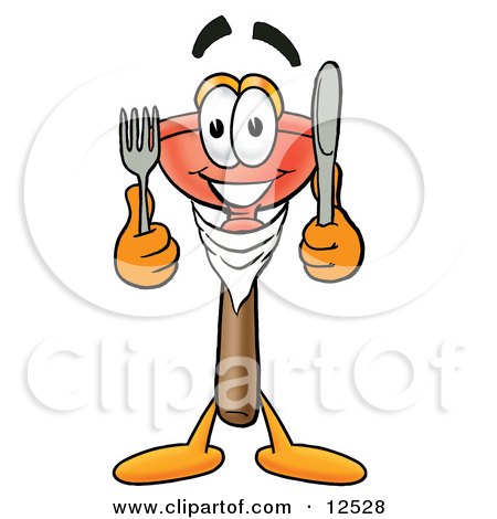 Fun Food Mascot Clipart - Animated Cleaver Character with Utensils