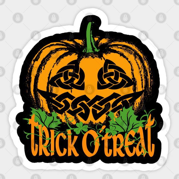 Trick O'Treat Celtic Pumpkin Sticker - Halloween Decor & Gift Idea
