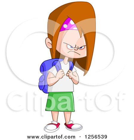 Angry Schoolgirl Cartoon Clipart - Free Download & Usage