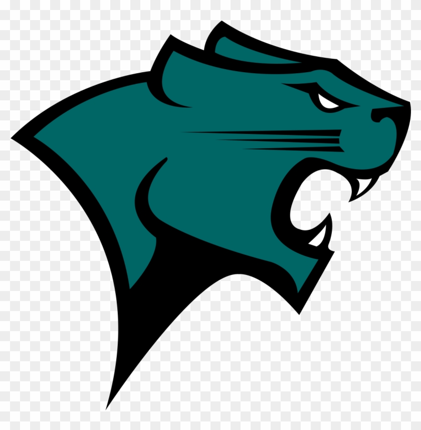Teal and black stylized panther head logo with fierce expression and sharp fangs.
