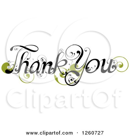 Thank You Card Design - Decorative Script with Floral Flourishes