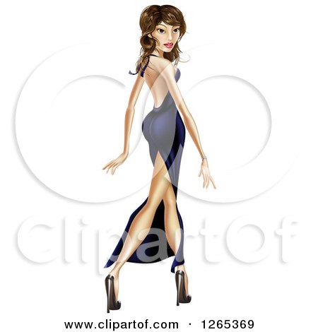 Stylish Evening Gown Illustration - Fashion Clipart for Designers