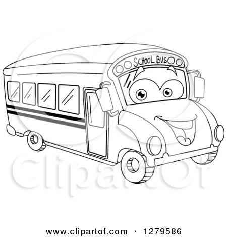 Friendly Cartoon School Bus Coloring Page - Free Download