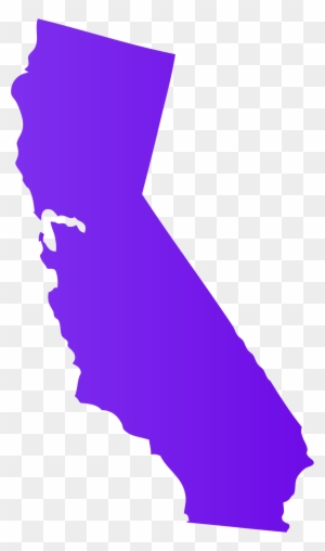 Purple silhouette of the state of California on a transparent background.