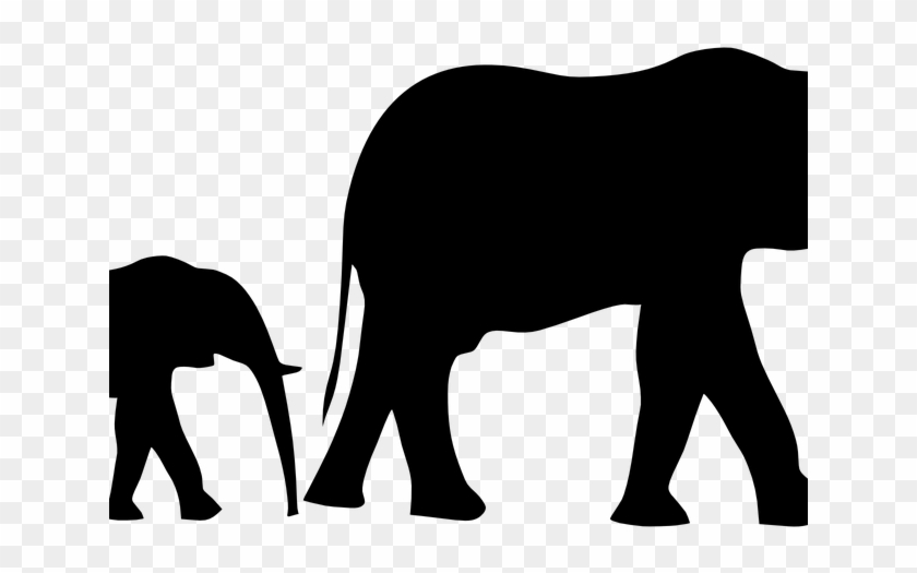 Elephant Mother and Calf Silhouette - Free PNG Clipart