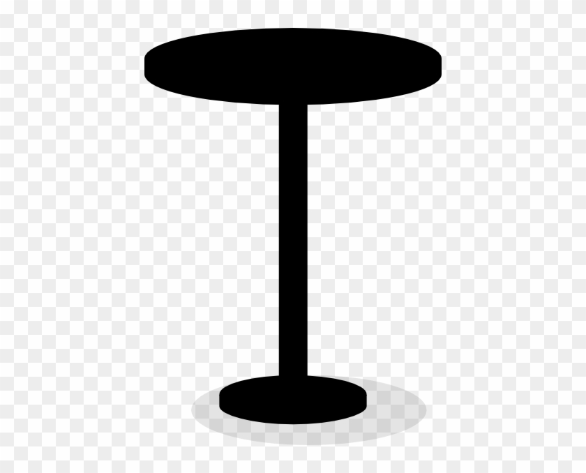 Black silhouette of a round pedestal table with base and shadow on transparent background.