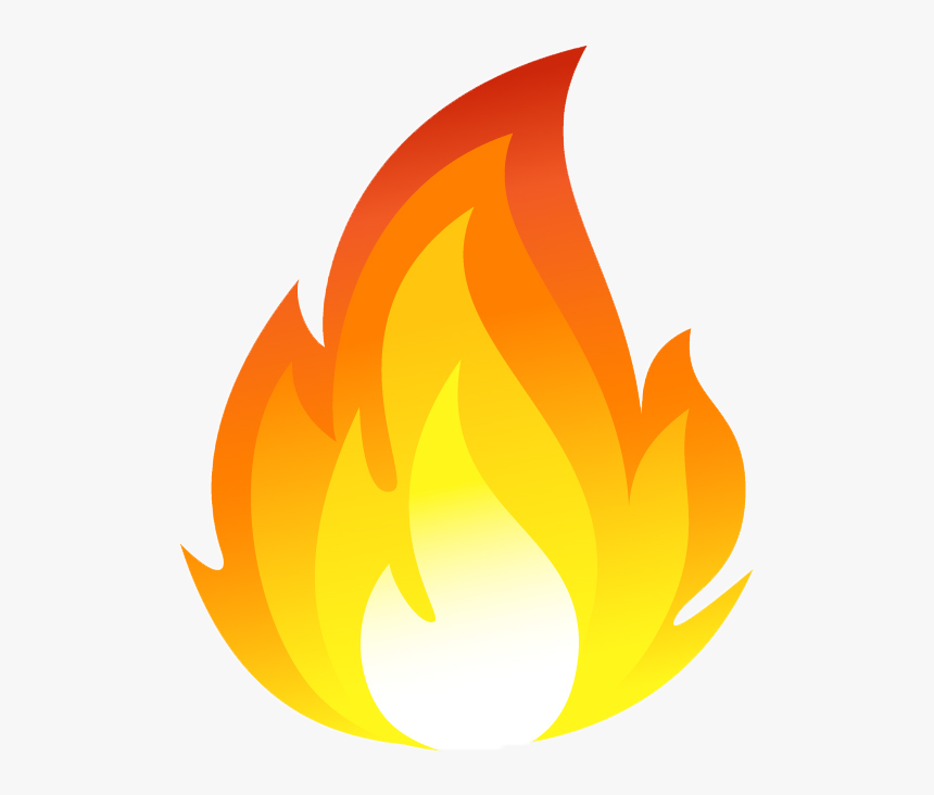 Stylized cartoon flame with gradient from white core to yellow, orange, and red tips.