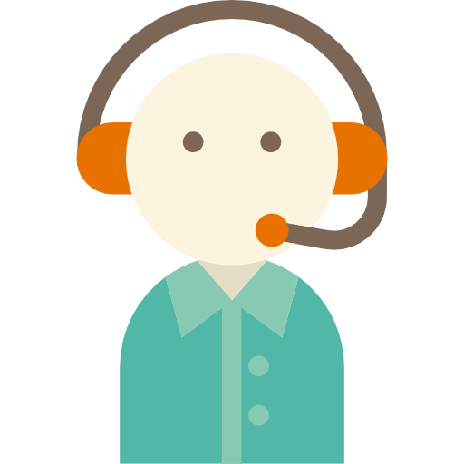 Friendly cartoon customer support agent wearing a headset and teal shirt.