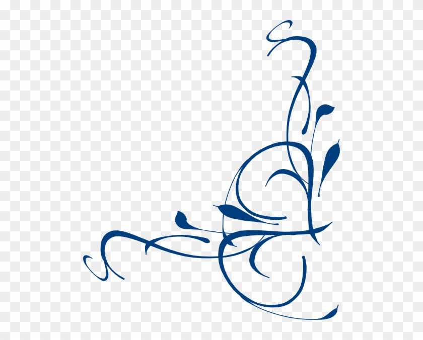 Elegant blue floral swirl design on transparent background, suitable for decorative borders or logos.