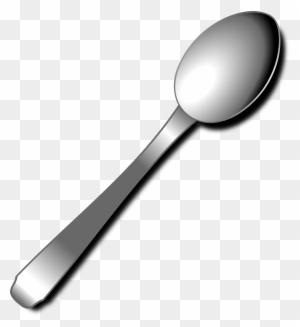 Shiny stainless steel spoon with reflective surface on transparent background