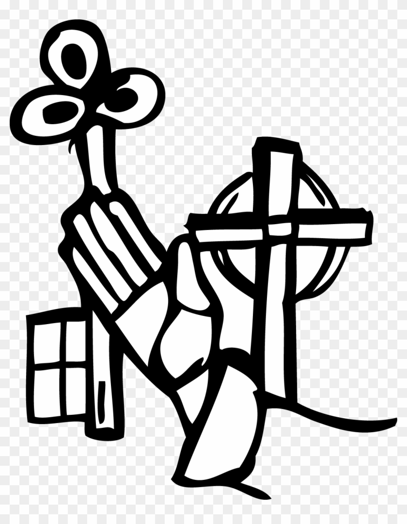 Faith Symbolism Illustration - Cross, Flower, and Book in Hand