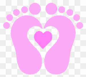 Pink baby footprints forming a heart shape with a smaller heart in the center, symbolizing love and new life.