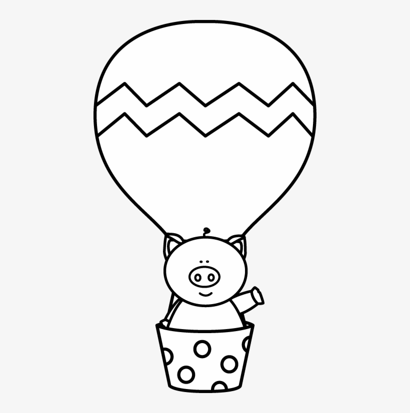 Cute Pig in Hot Air Balloon Coloring Page for Kids