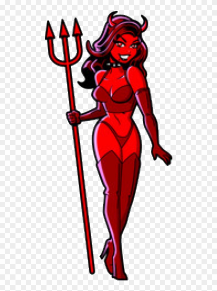 Sexy Devil Woman with Trident - Cartoon Illustration for Halloween & Fantasy Themes