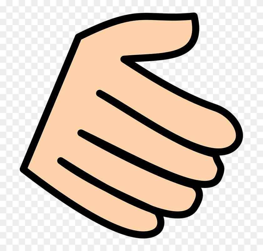 Illustration of a hand with fingers extended, palm facing forward, in a simple cartoon style with black outline and skin-tone fill.