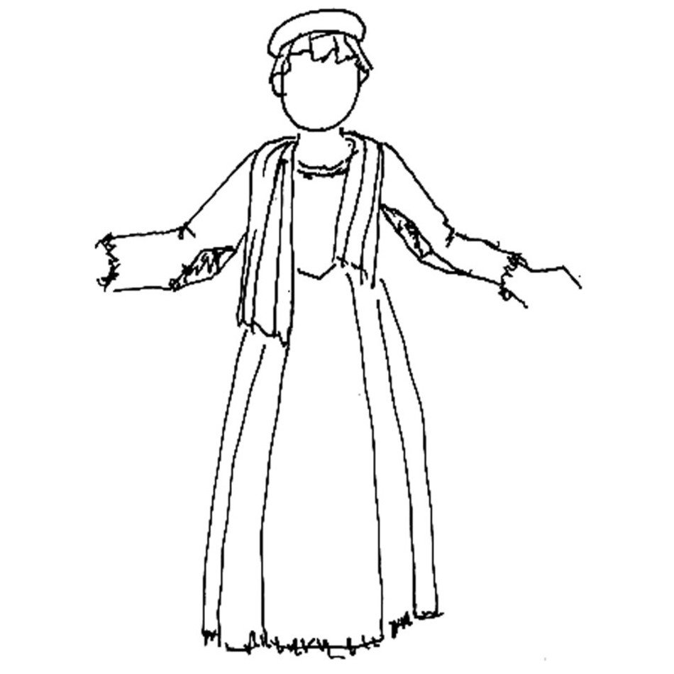 Hand-Drawn Figure in Traditional Attire - Illustration for Cultural or Artistic Contexts