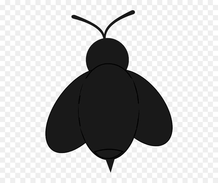 Black silhouette of a stylized bee with wings, antennae, and stinger on transparent background.