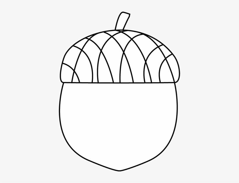 Simple black-and-white line drawing of an acorn with a textured cap and stem.