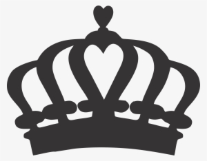 Black silhouette of a regal crown with a heart-shaped central arch and ornate detailing.