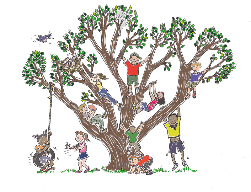 Children Playing in a Tree - Imaginative Outdoor Play Scene