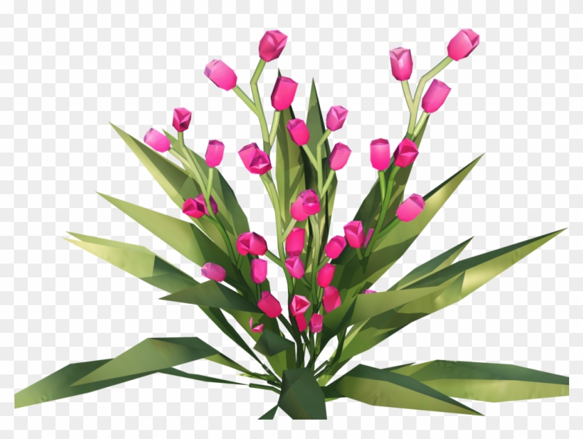 Low-Poly Pink Tulips - Digital Floral Illustration for Design Projects