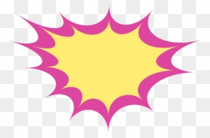 Bright yellow starburst with pink jagged edges on transparent background, commonly used as a comic-style explosion or highlight graphic.