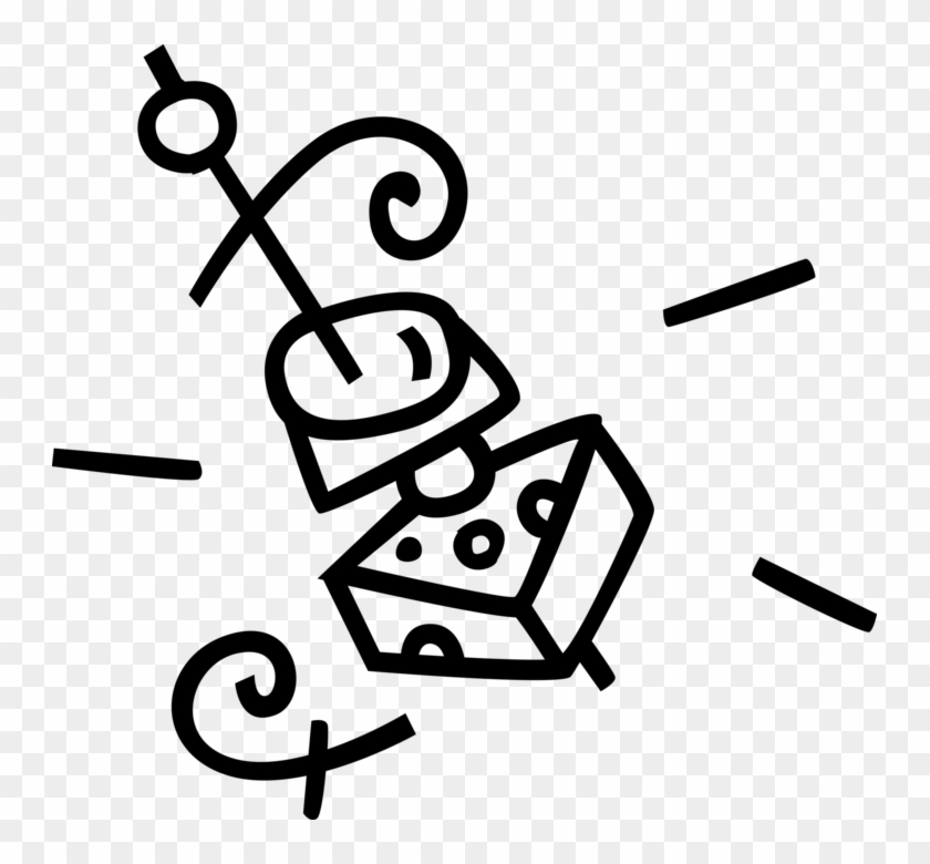 Cheese Skewer Illustration - Fun Food Graphic for Recipes & Menus