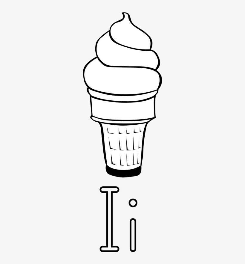 Line drawing of a soft-serve ice cream cone with swirl topping and the letters "Ii" below.