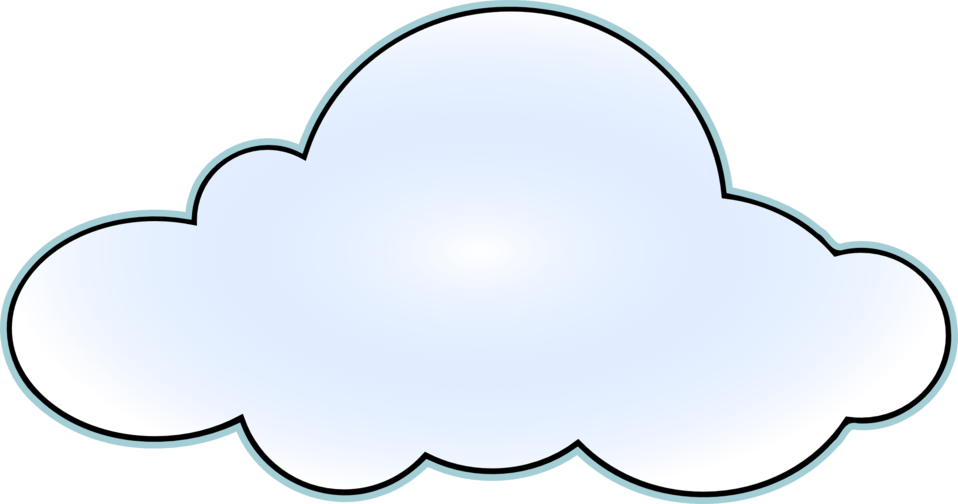 Light blue gradient cloud icon with soft outline, symbolizing cloud computing or weather.
